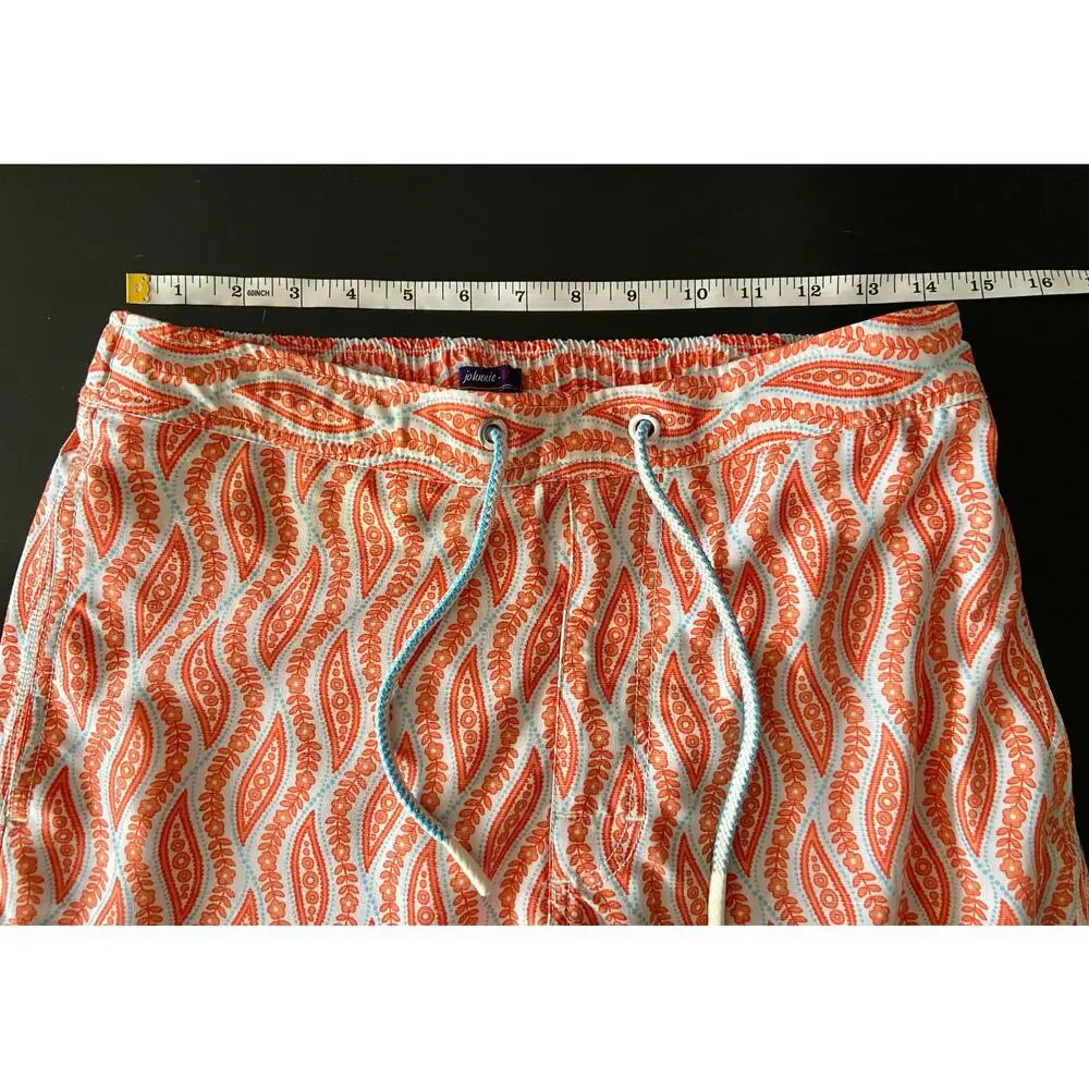 JOHNNIE-O Retro Orange/White Floral Swim Shorts Mens sz S